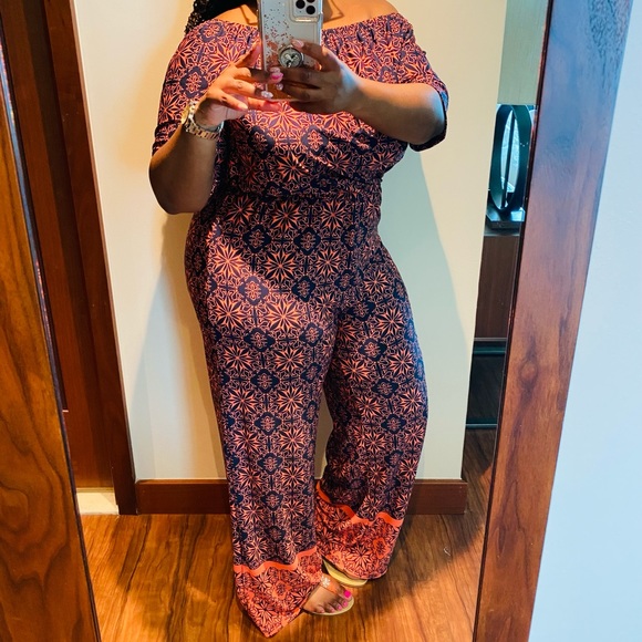 Brand New! Tacera Printed Navy/Coral Jumpsuit size PS - Picture 9 of 13